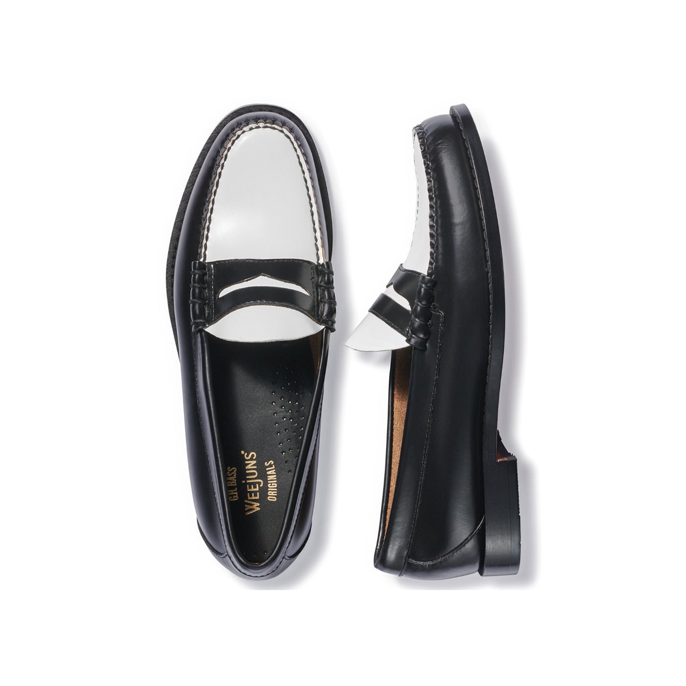 G.H.Bass Larson Weejuns Black and White Loafers | The Black Tux