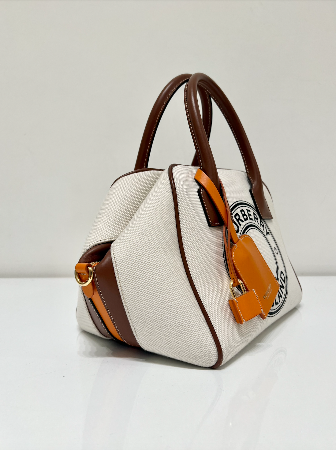 Women :: Burberry Small Logo-Print Cube Bag - The Real Luxury