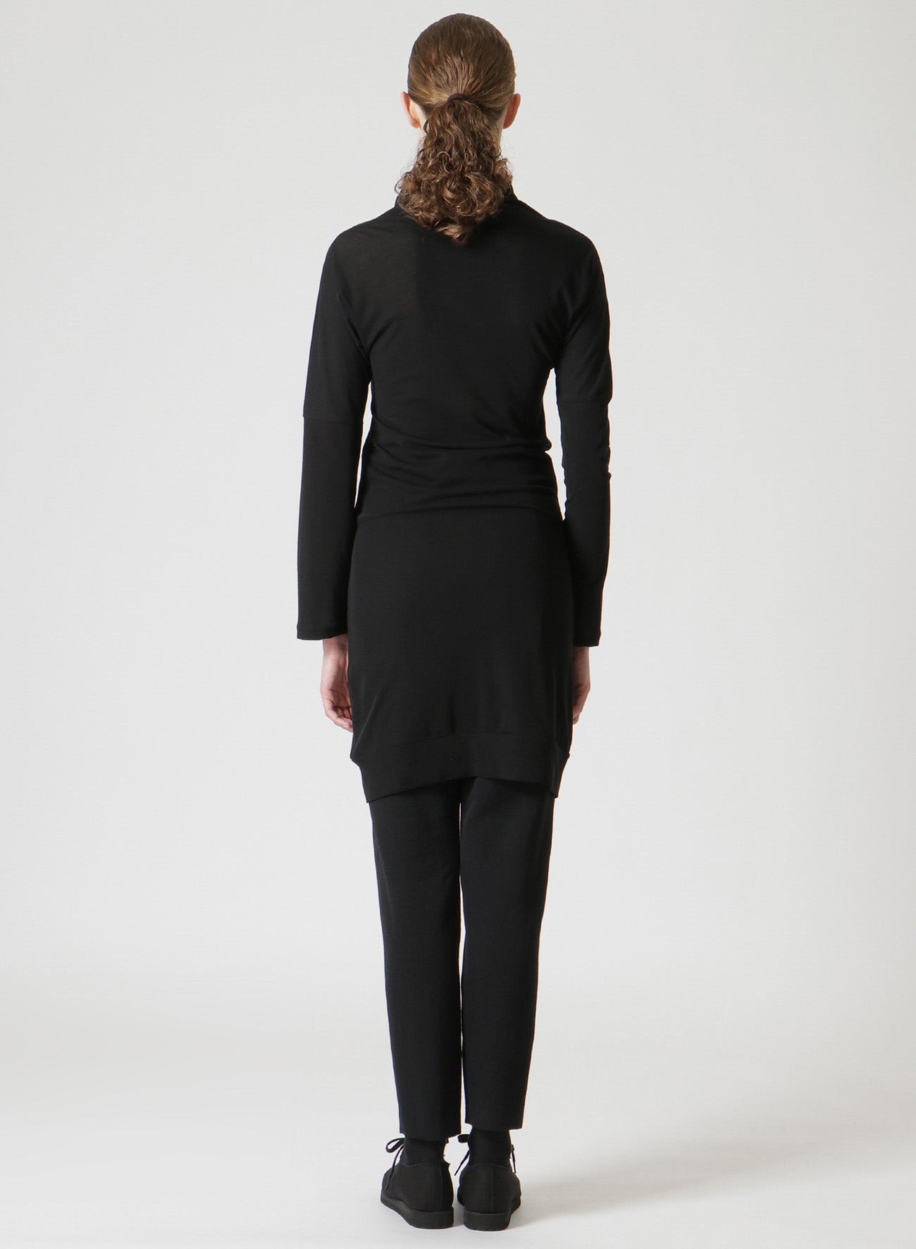 COSMORAMA COTTON DRAPED LONG SLEEVE BUTTON-UP TURTLENECK TOP – THE