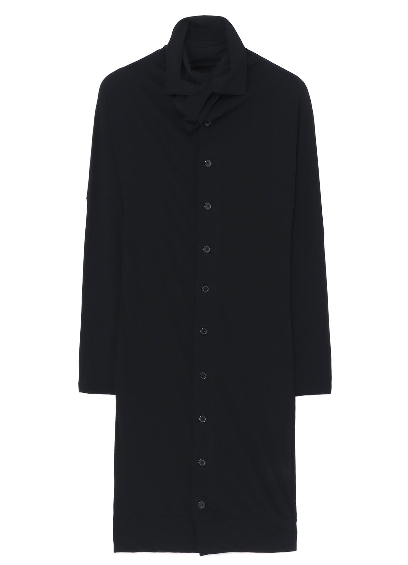 COSMORAMA COTTON DRAPED LONG SLEEVE BUTTON-UP TURTLENECK TOP – THE