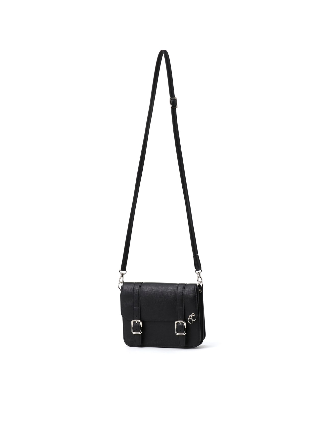 SHRINKED LEATHER FLAP MINI SHOULDER BAG(FREE SIZE Black): Yohji