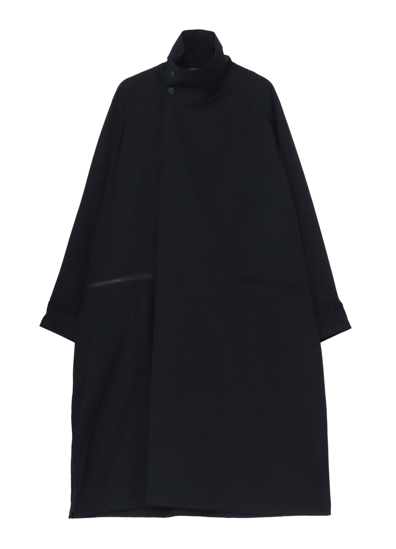 WOOL GABARDINE CROSS SHAPED ZIPPER COAT(XS Black): Yohji Yamamoto