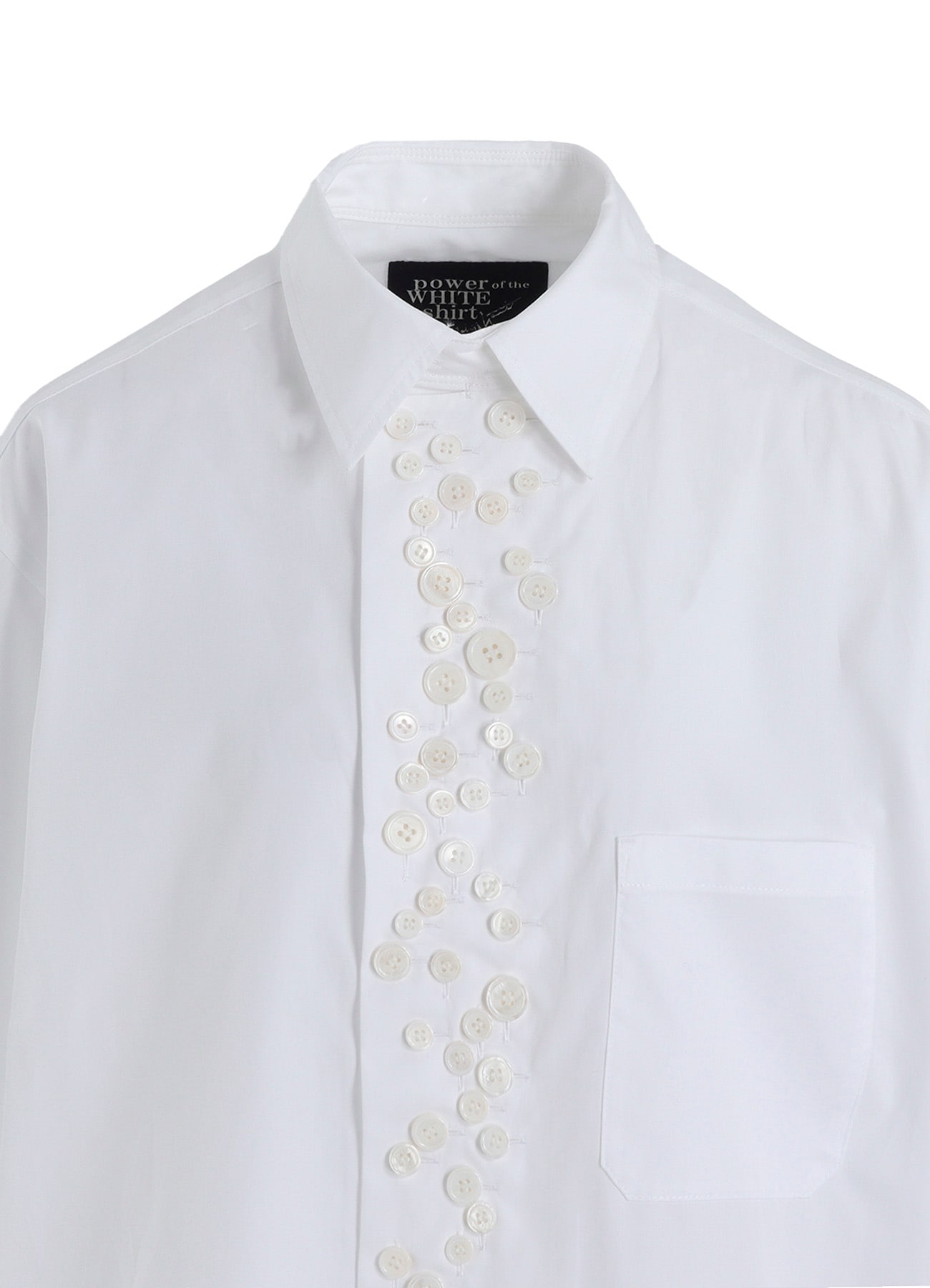 P・100/2 BROAD SHORT SLV MANY BUTTONS SHIRT(S White): power of the