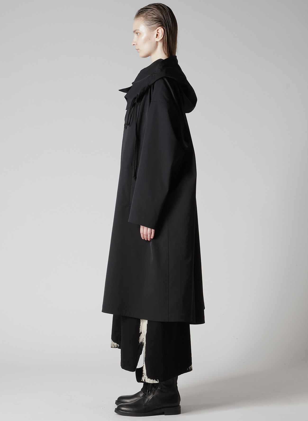 PE TWILL WATER REPELLENT HOODIED COAT(XS Black): Y's｜THE SHOP
