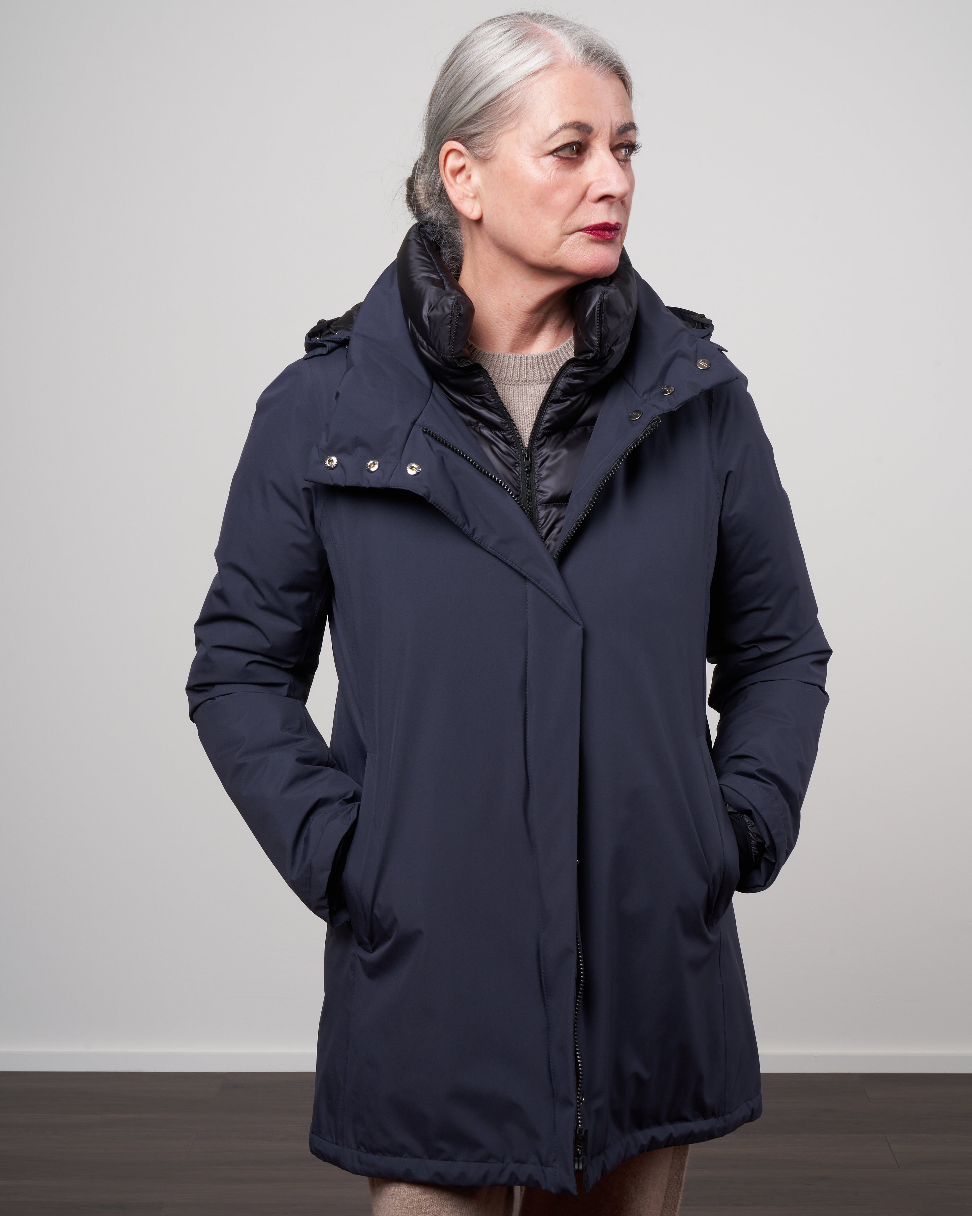 Herno Laminar 2Ply Hi-Low Navy