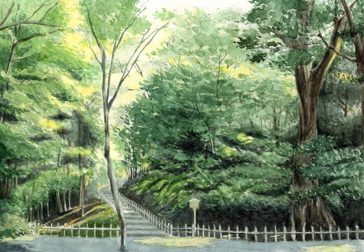 庭園の風景（額付） | Yukari.Tanemura ｜インテリア絵画 アートの専門