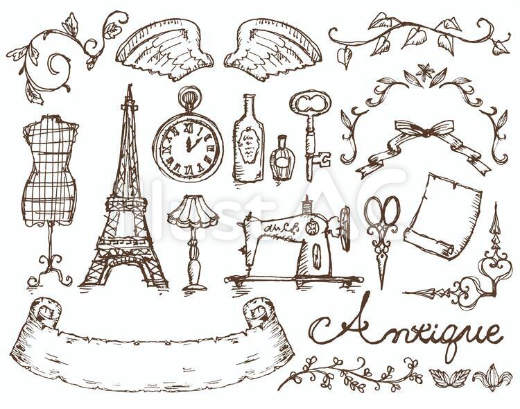 アンティーク雑貨イメージイラスト - No: 477689｜無料イラスト