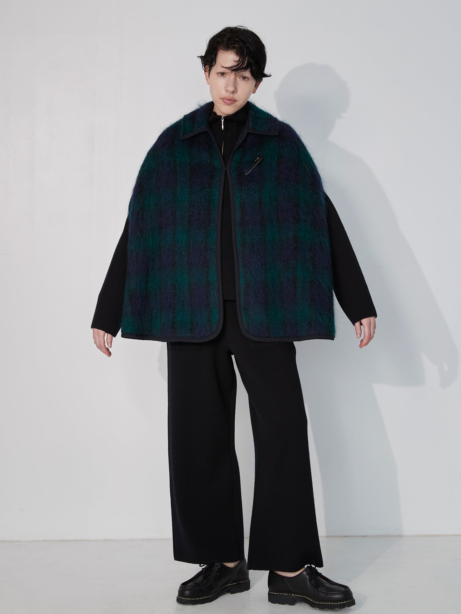 チェックシャギーポンチョ/TBEA-254