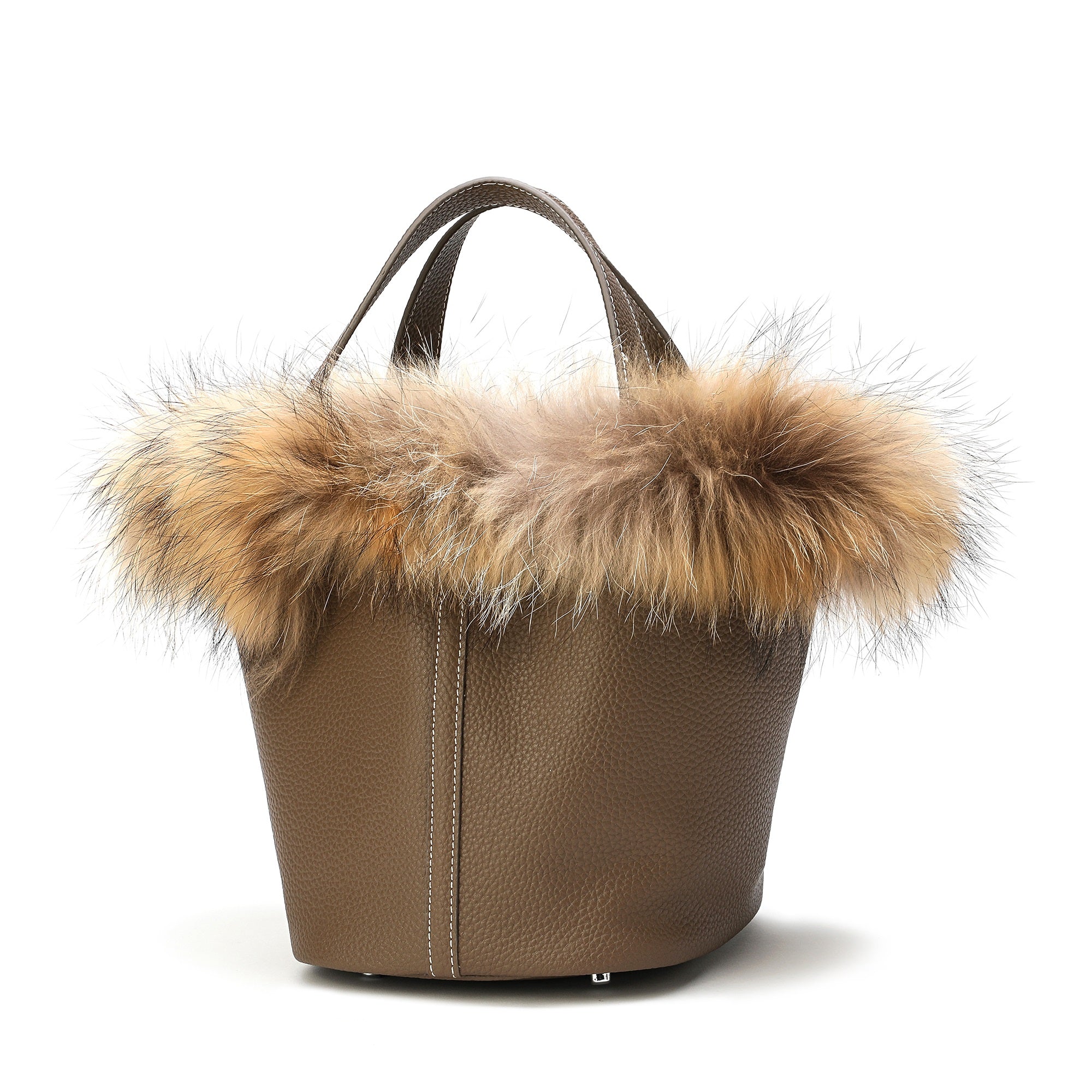 Tiffany & Fred Full-Grain Pebble Leather & Genuine Fox Fur