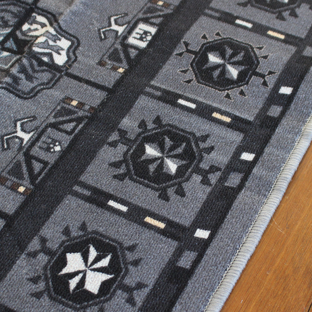 ヴィンテージ風ラグ TOCORU Series アフガンTEKKE ループ グレー– ラグ