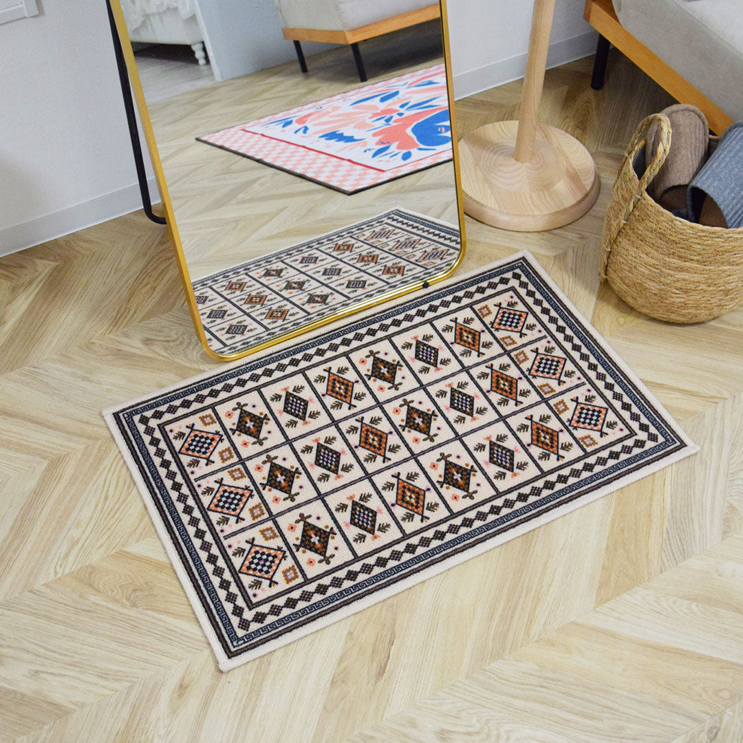 50×100 ベージュトルコヴィンテージラグ ミニサイズ ヴィンテージ風