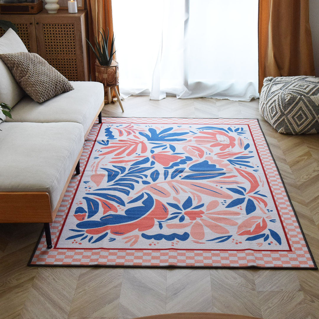 フラワー花柄ラグ TOCORU Series”サンフラワー” ループ オレンジ– ラグ