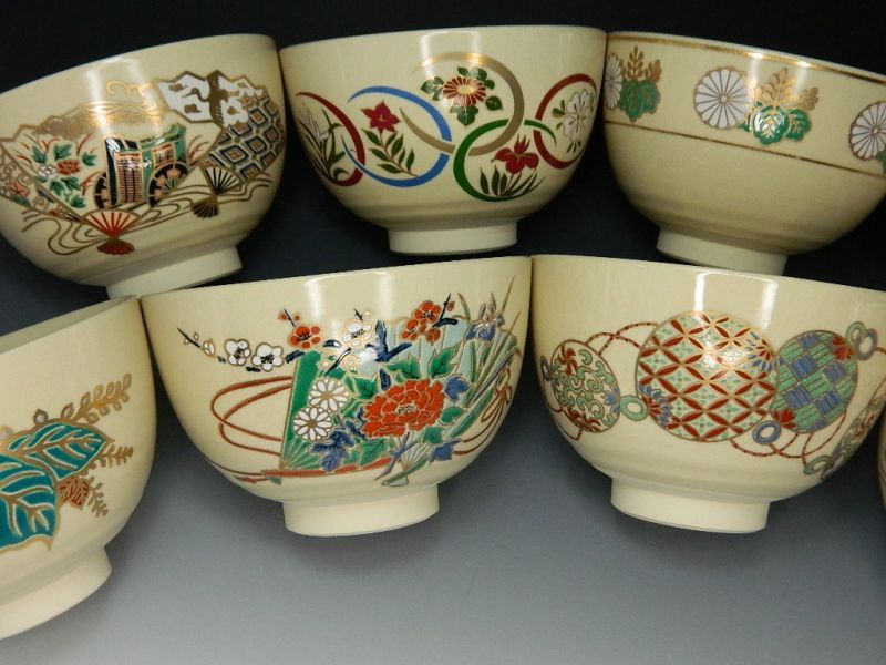 茶道具】 数茶碗 抹茶茶碗10種セット 仁清風 抹茶茶碗 抹茶碗 新品