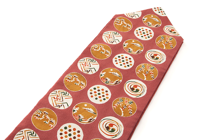 人間国宝 芹沢銈介作 型絵染 縮緬地九寸名古屋帯 | 特選きものコレクション