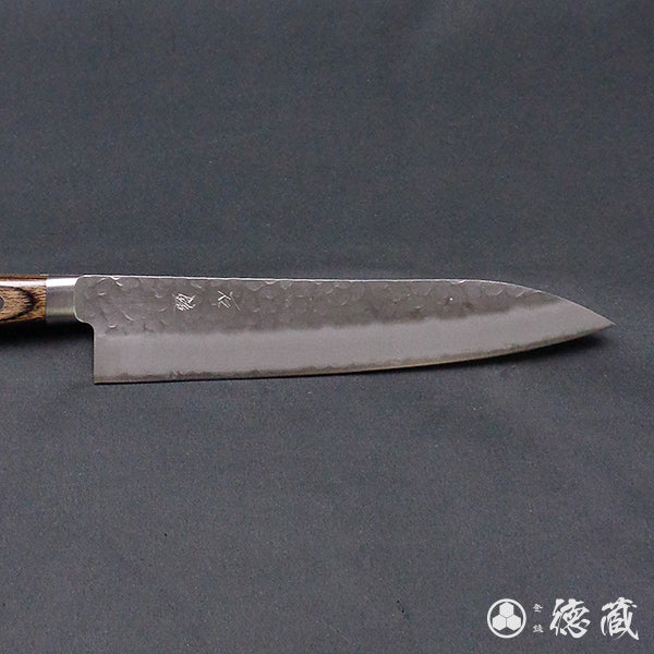 AUS8 槌目・波紋仕上 剣型三徳包丁 焦茶ハンドル – 徳蔵刃物 TOKUZO