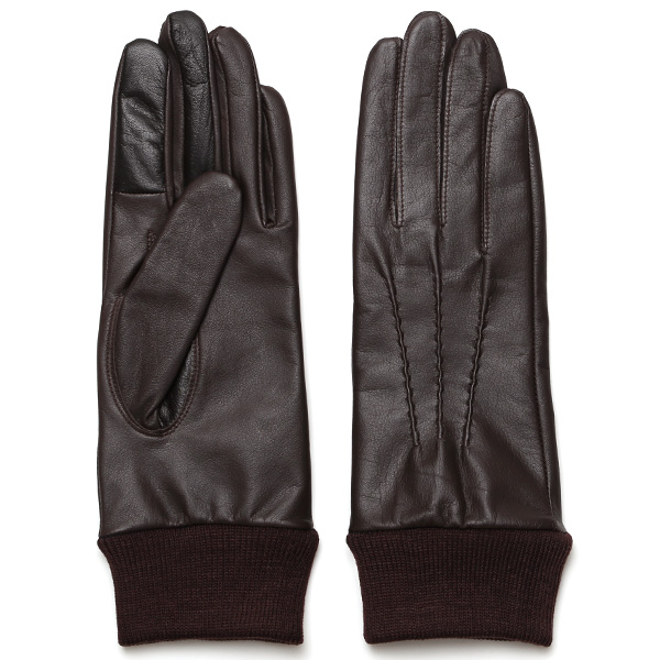 東京ヒマワリ / 佐々木手袋 レディース 牛革 三本山革手袋 リブ付き