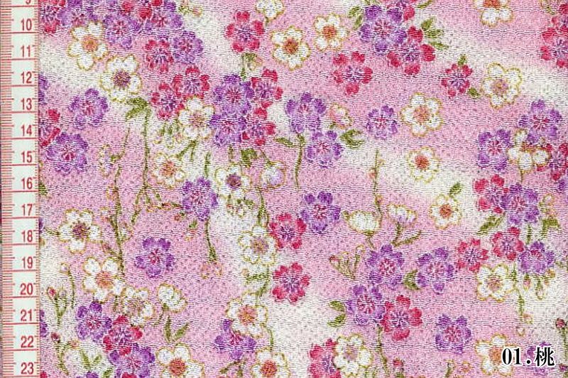 金彩ちりめん生地販売 霞に桜柄の生地通販の都香庵