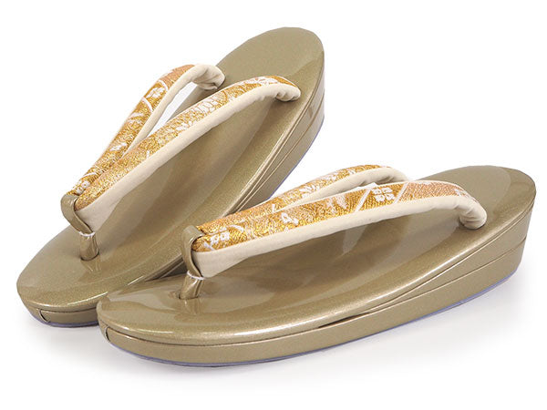 草履バッグセット 礼装 留袖用 ゴールド地 四季の花 牡丹 菊 桜 梅