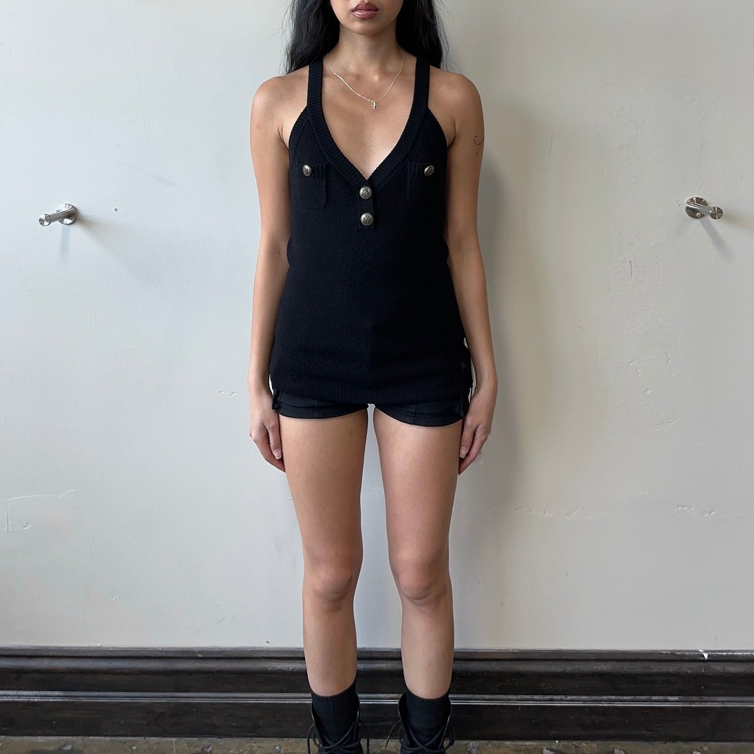 38) BURBERRY BLUE LABEL WOOL TANK TOP - BLACK – Top Floor Gallery