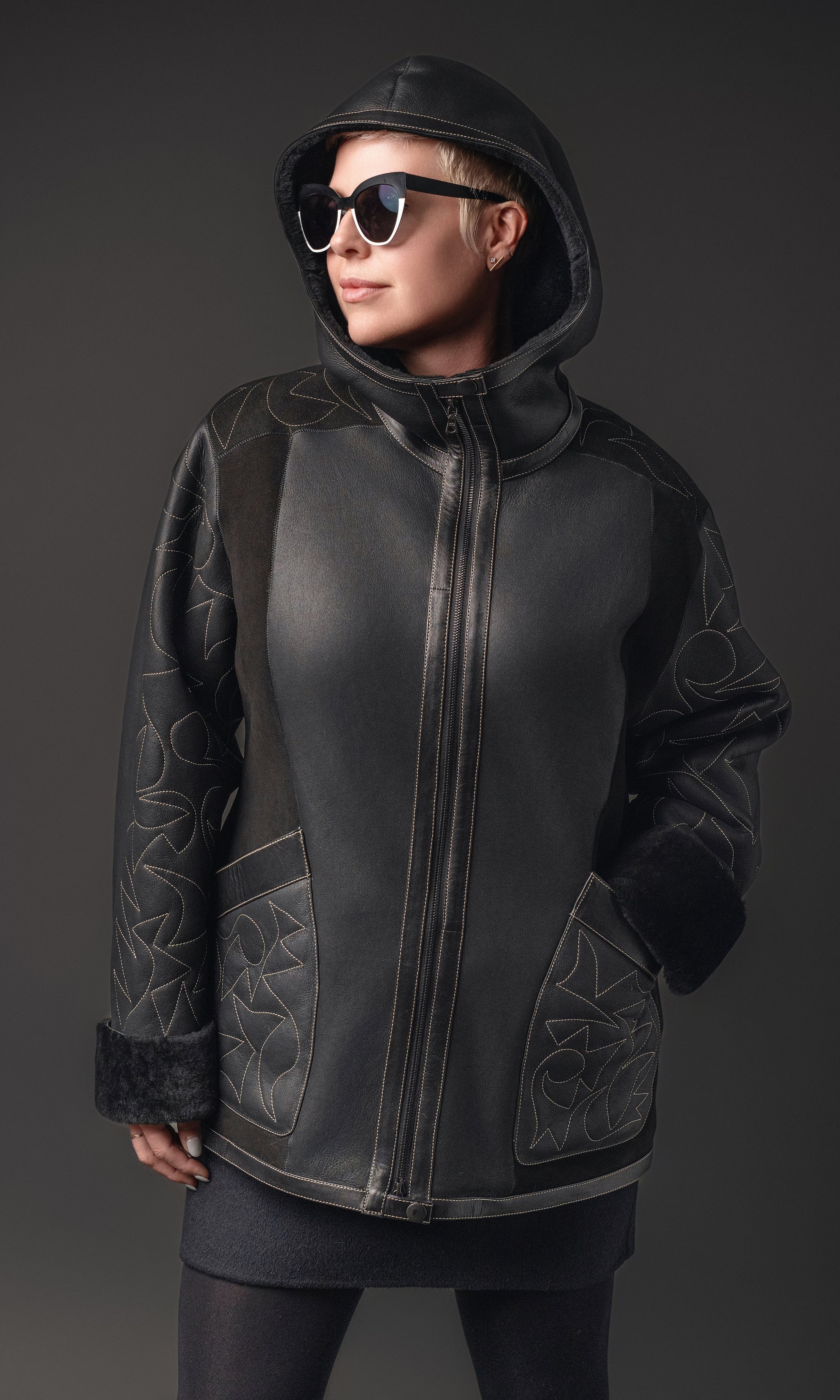 womens shearling sheepskin coats jackets couture leather capes