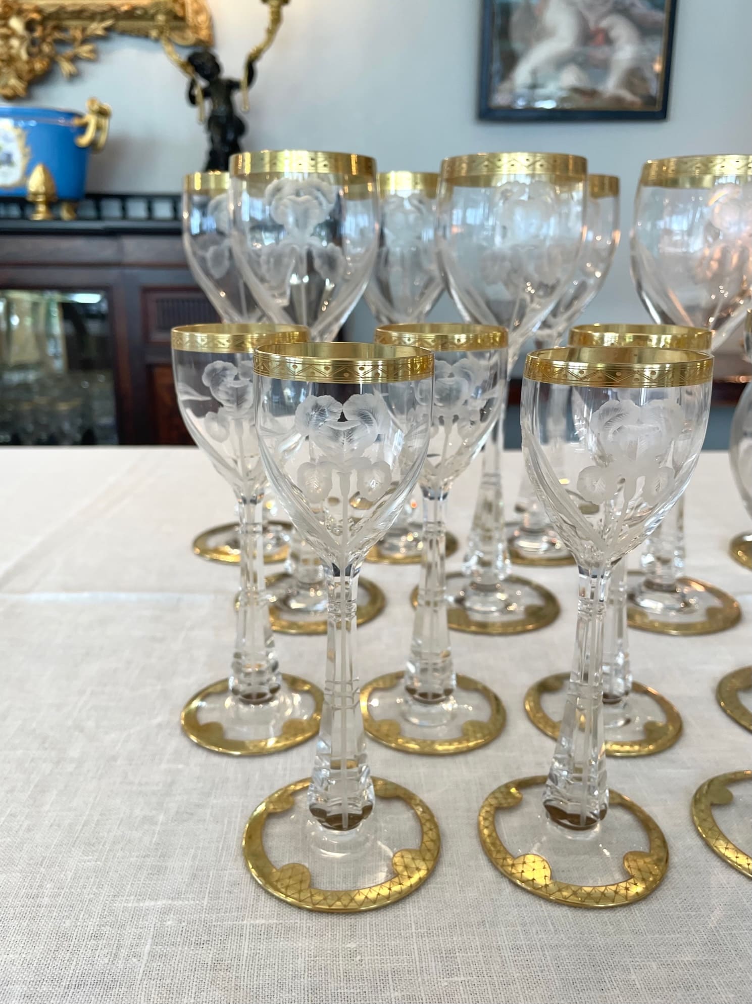 モーゼル アイリス文 金彩グラス 19点セット hpt586 - 陶夢