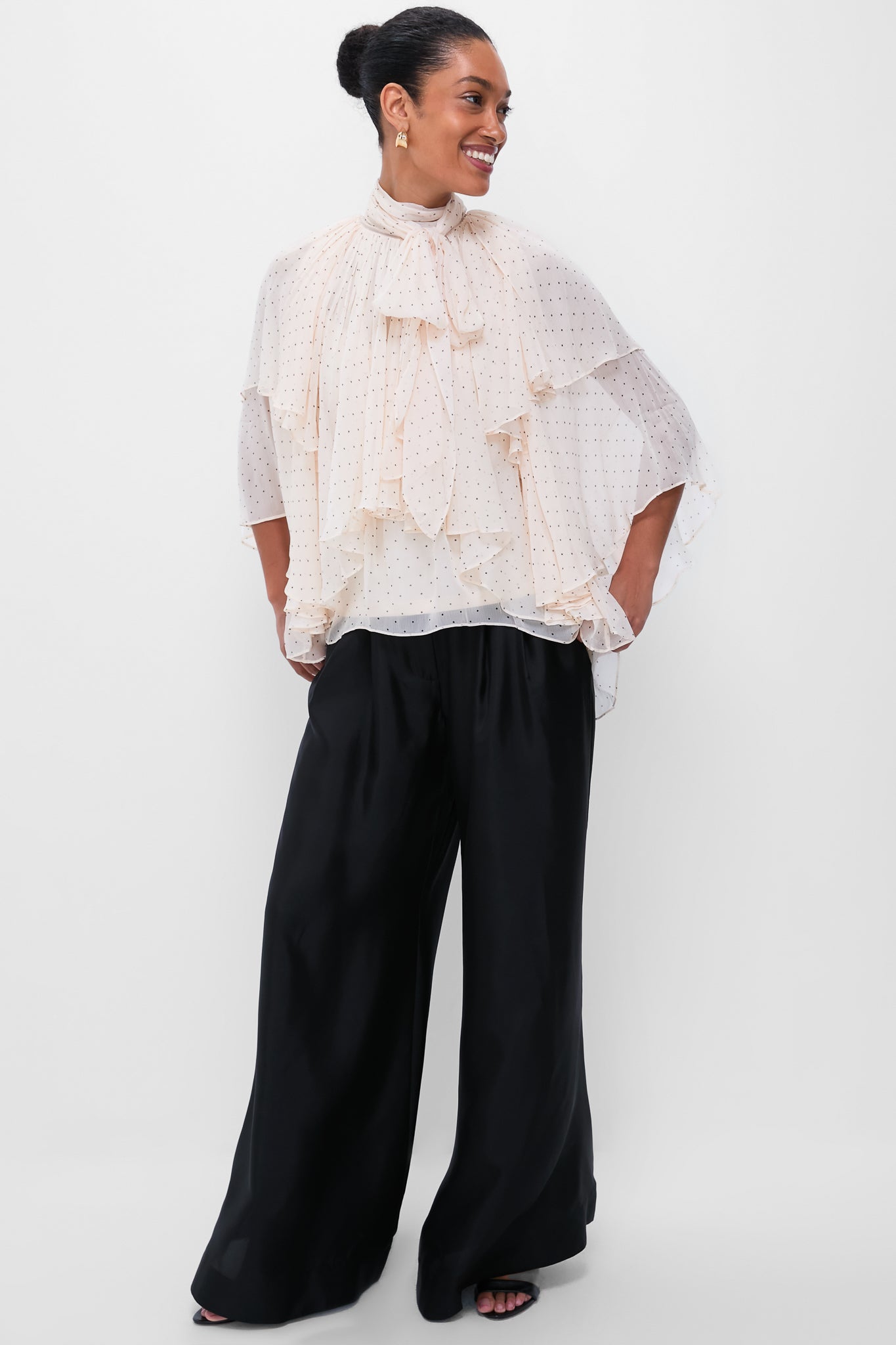 Cream Dot Hypnotic Cascading Blouse | Zimmermann