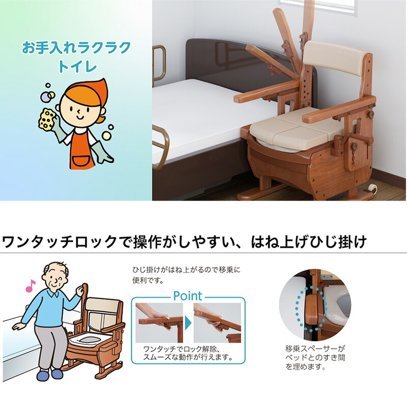 楽天市場】ポータブルトイレ 家具調トイレ 跳ね上げ バケツ 9L