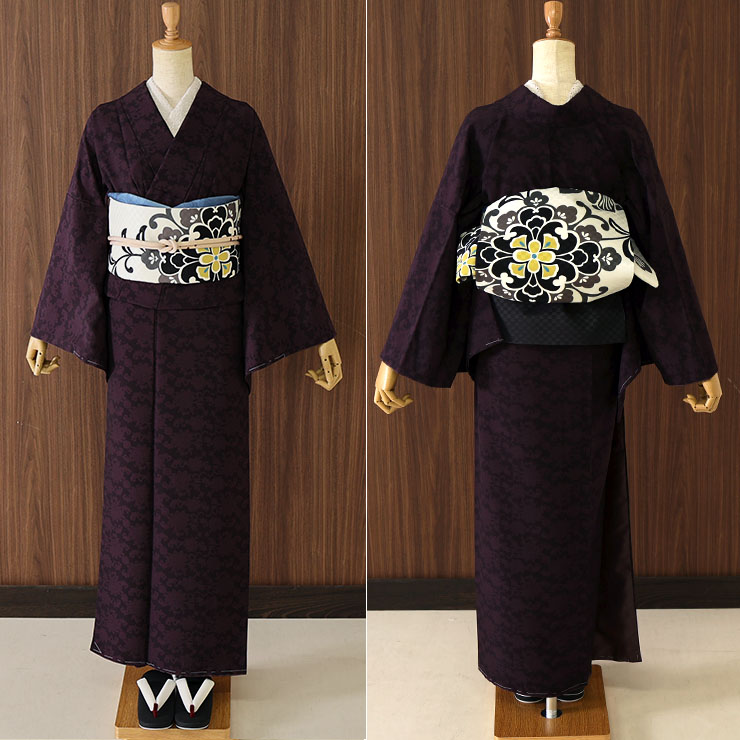 楽天市場】[洗える 着物] 小紋 着物 袷 華唐草 ボルドー 赤茶 JMA-43