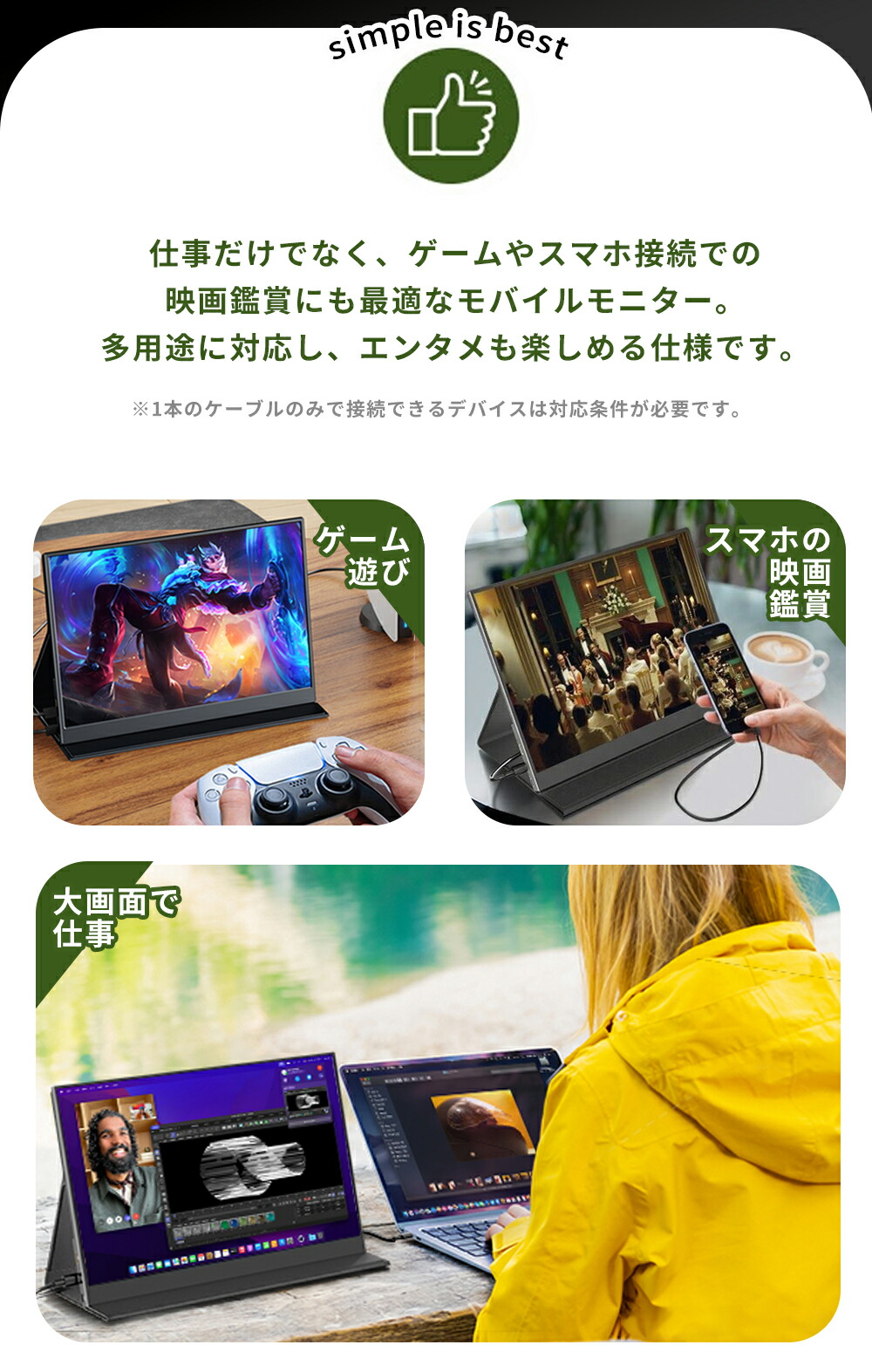 楽天市場】モバイルモニター 13.3インチ 4K モバイルディスプレイ