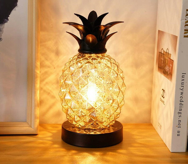 楽天市場】パイナップル 型 ガラス テーブルランプ シルバー ゴールド