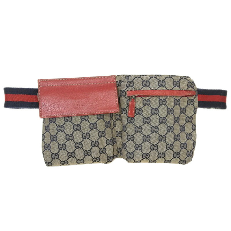 楽天市場】GUCCI グッチ GGキャンバス レザー ウエストポーチ ネイビー
