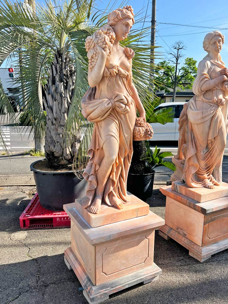 楽天市場】天然大理石彫刻 果物を持つヴィーナス（夏） ピンク 乙女 H