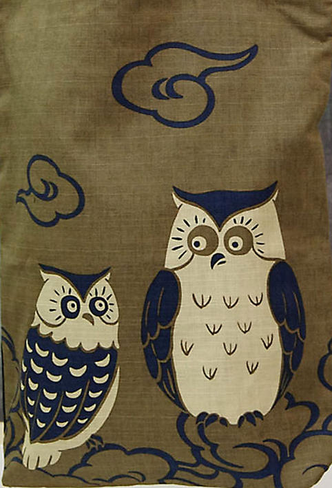 春先のお出かけに！習い事に 西陣織り鹿の子ふくろう紋様バック