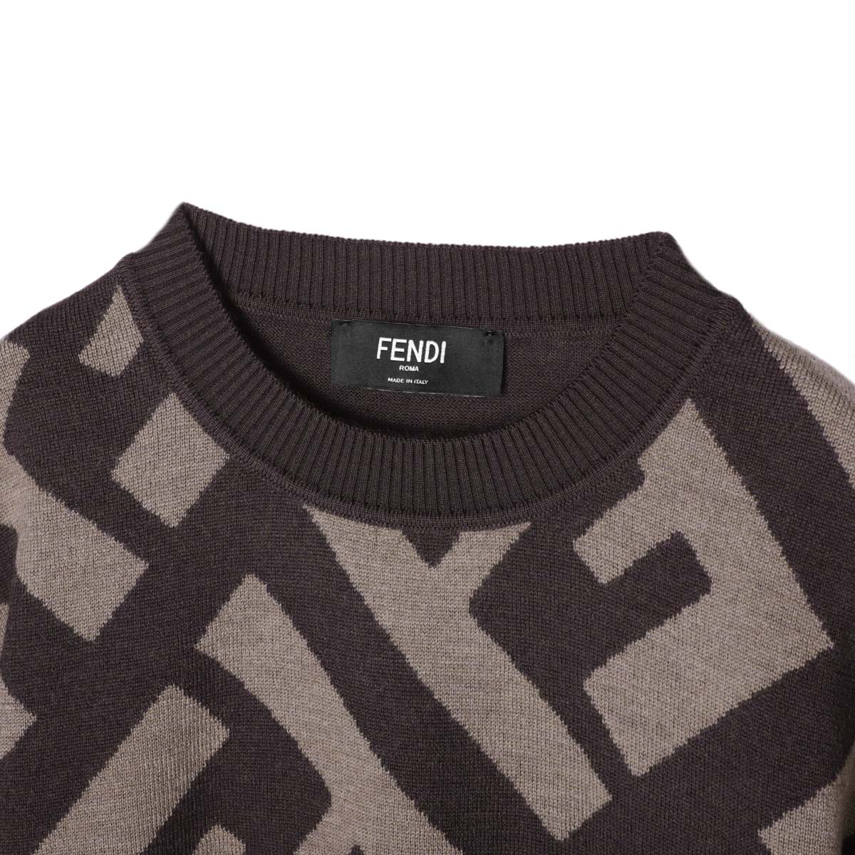 楽天市場】フェンディ FENDI クルーネックニット ブラウン メンズ
