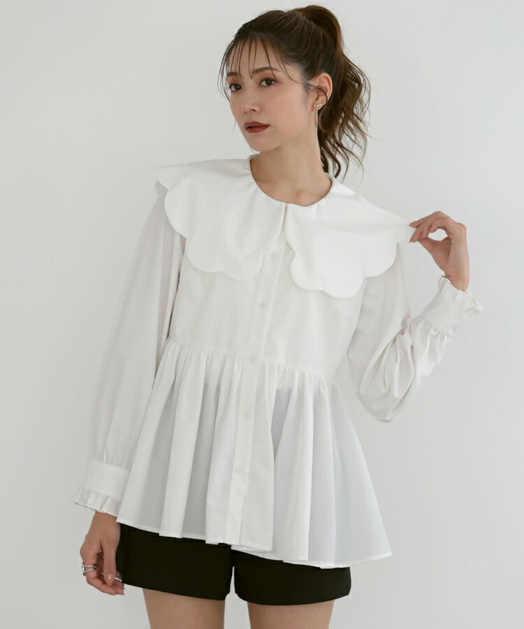 楽天市場】50％OFF【5980円→2990円】□スカラップ襟フリルブラウス