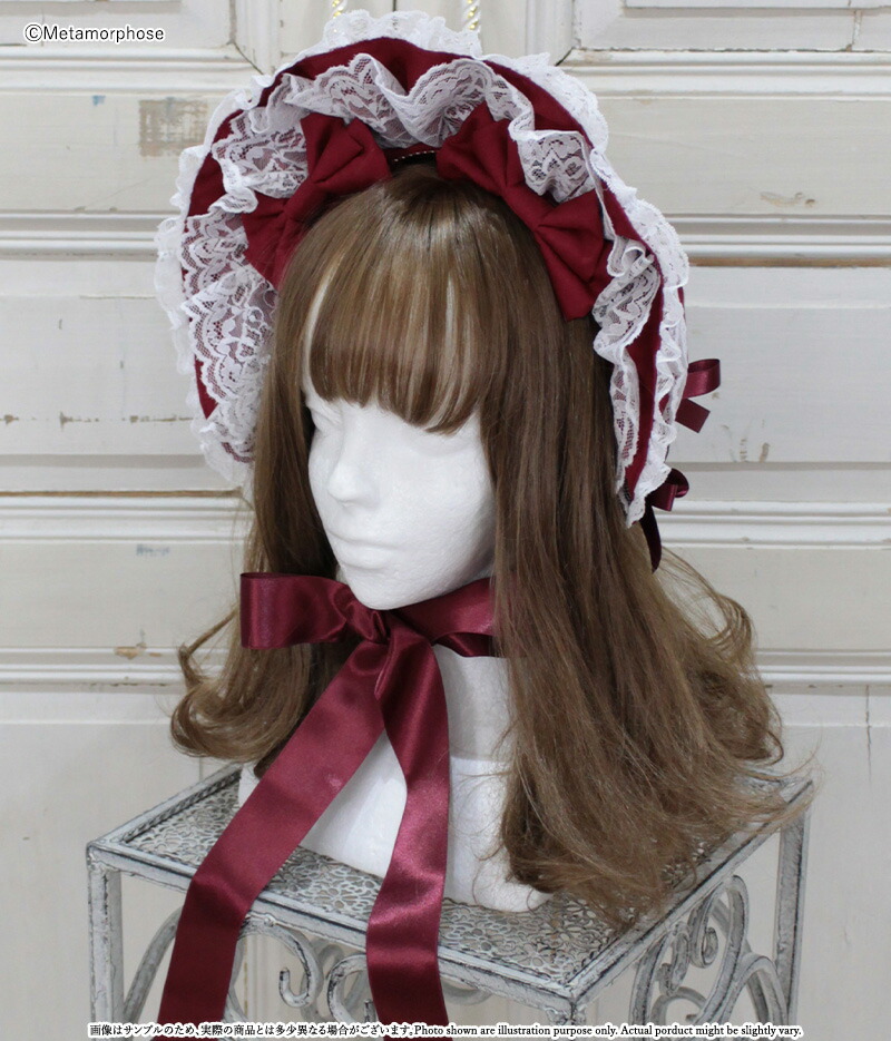 楽天市場】メタモルフォーゼ 無地ラッセルレースつきボンネット