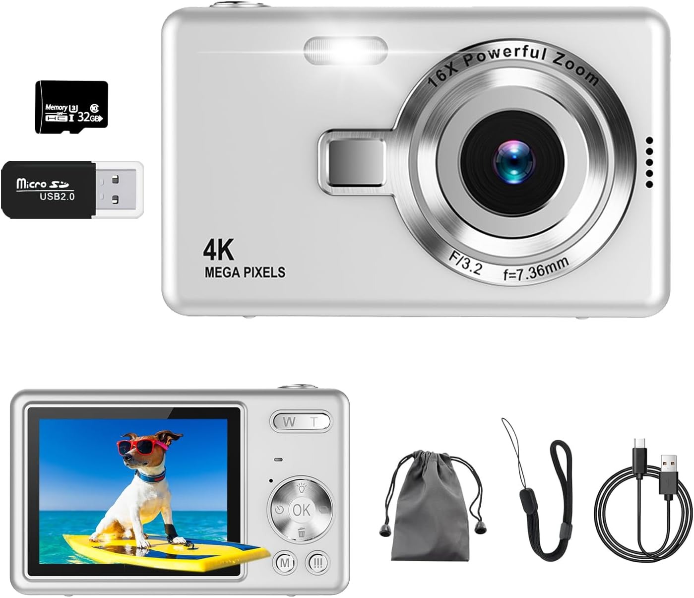 楽天市場】デジカメ 4K動画、5000万画素 デジタルカメラ 32GB Micro SD