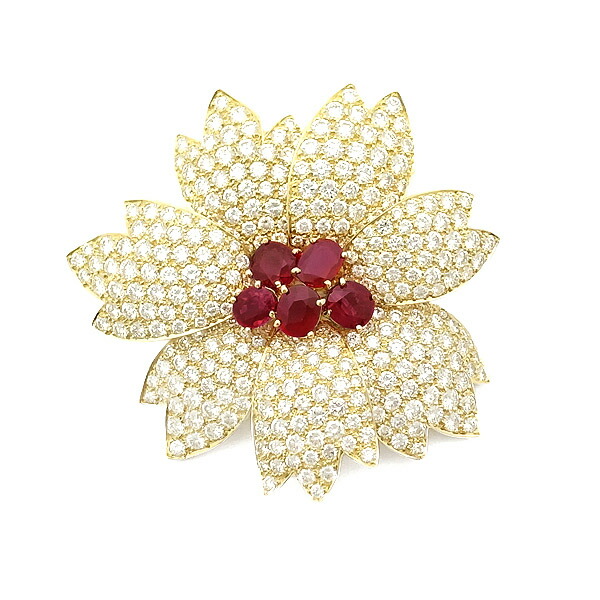 Mioya ！K18 豪華 ダイヤモンド 花びらモチーフ ブローチ Mioya ！K18