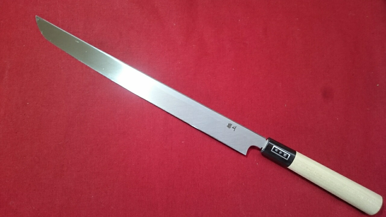 楽天市場】堺 霞仕上げ 先丸蛸引 白紙二号 刺身包丁 300mm : ミフネ