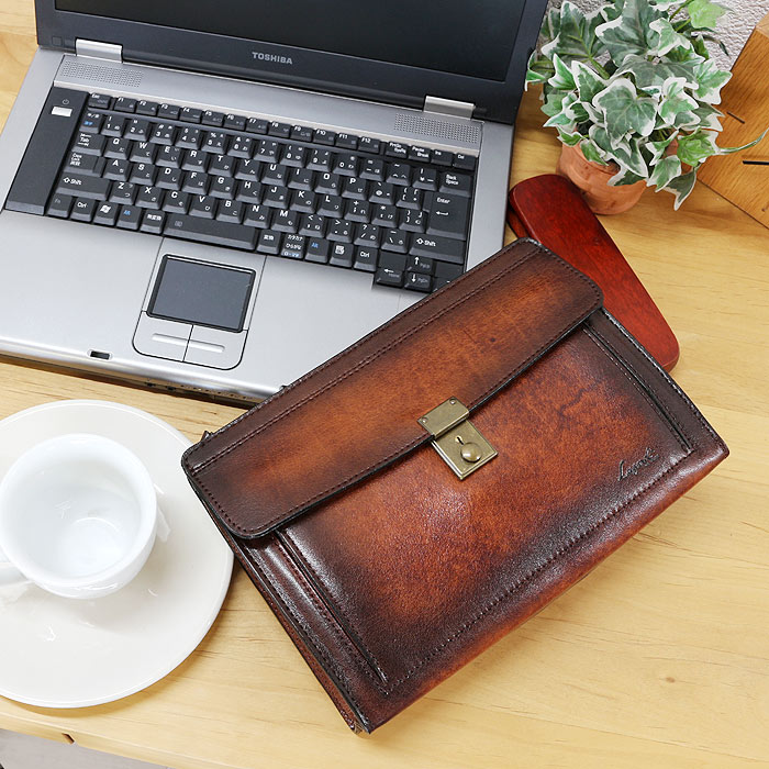 楽天市場】セカンドバッグ クラッチバッグ 鍵付き アンティーク仕上げ