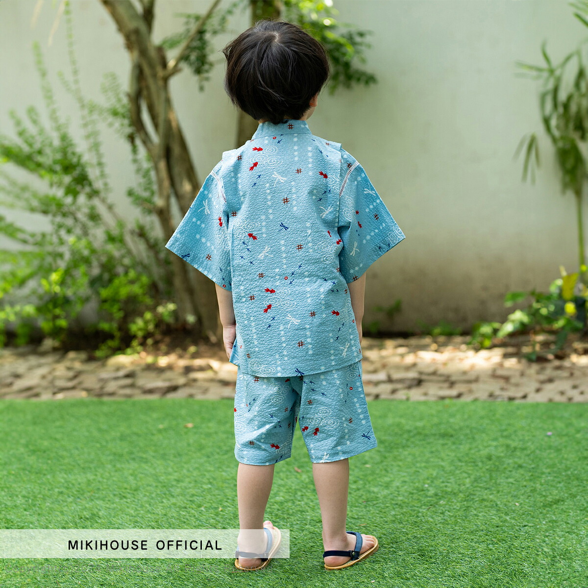 新品タグ付き ミキハウス ダブルB とんぼ＆金魚柄 甚平 110 新品タグ