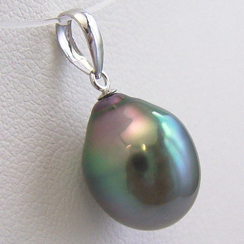 楽天市場】K18/K14WGタヒチ黒蝶真珠ペンダントトップ【ピーコック