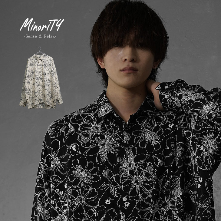 楽天市場】シャツ メンズ 総柄 花柄 長袖シャツ メンズ オーバーサイズ