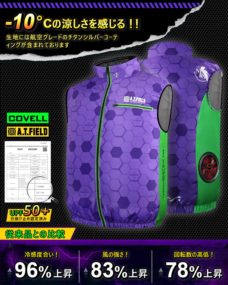 楽天市場】COVELL エヴァンゲリオン 空調冷風服 初号機モデルA ファン