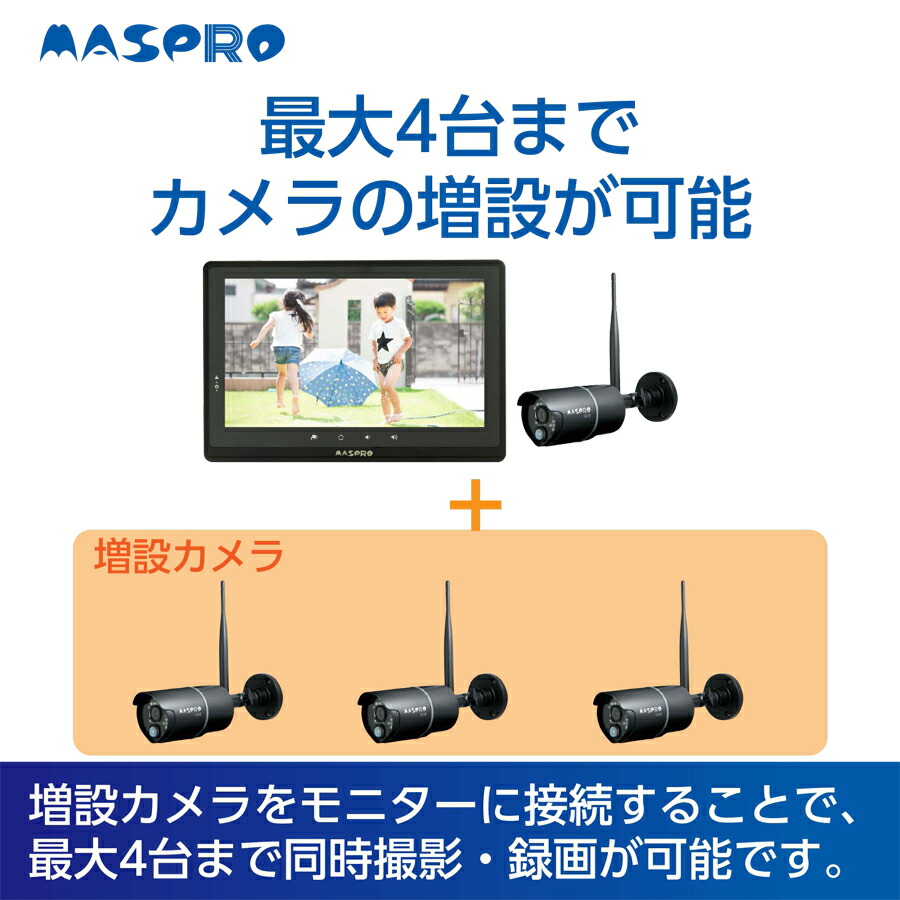 楽天市場】防犯カメラ モニター＆ ワイヤレスフルHDカメラセット用増設