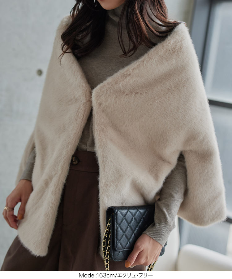 楽天市場】アウター ファー ケープ コート [K1415] レディース 防寒
