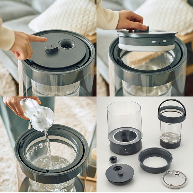 楽天市場】QUADS ガラススチーム加湿器 GLASS グラス 上部給水式 QS549