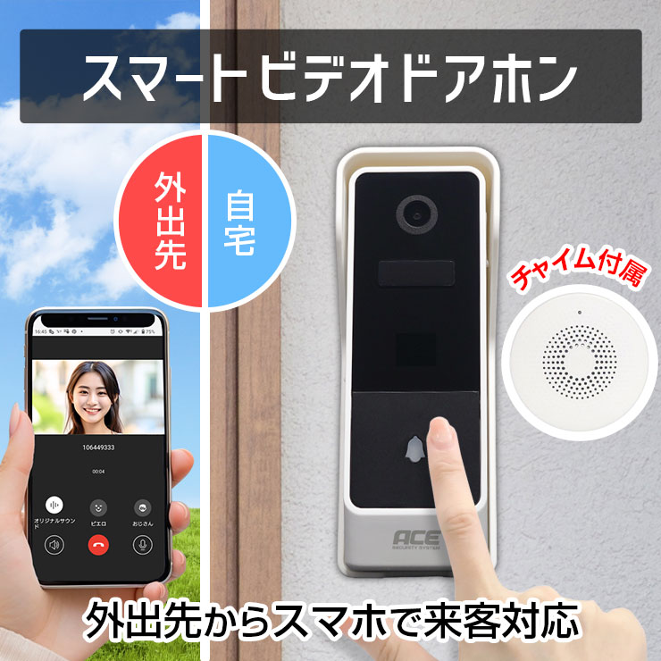 楽天市場】配線不要《 スマホで来客対応 》 スマートビデオドアホン