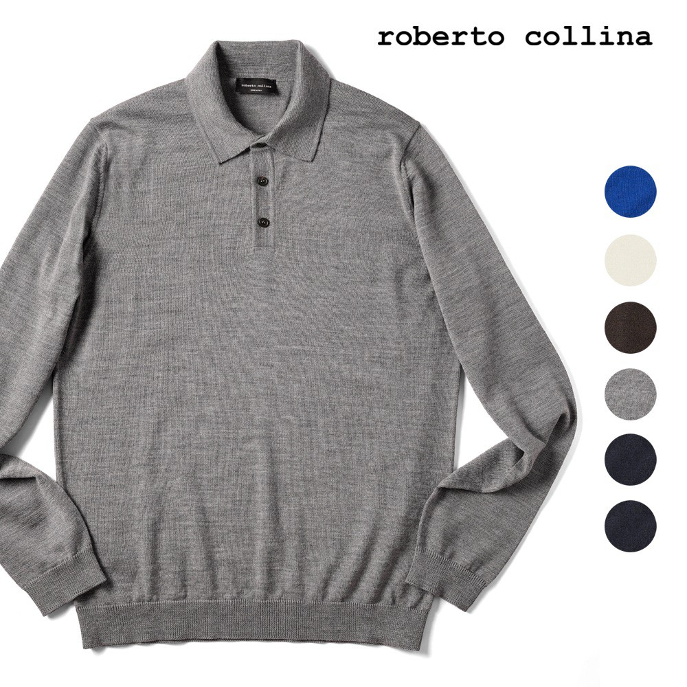 楽天市場】ロベルトコリーナ roberto collina 長袖 ニットポロ 1004