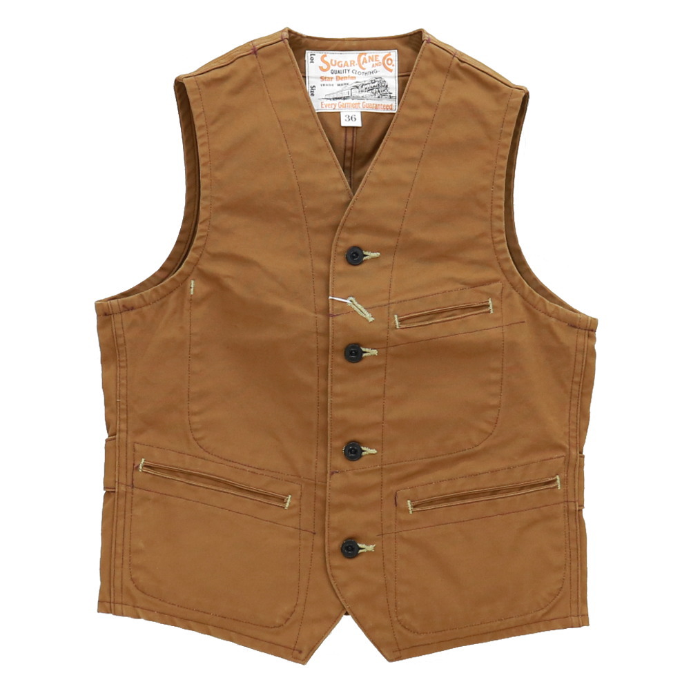 SUGAR CANE Star Denim ベスト サイズ36 ブラウン SUGAR CANE Star